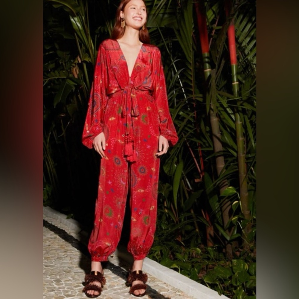 Elegant Red Floral Jumpsuit